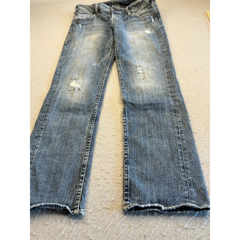 Silver Jeans Distressed Straight Leg Denim Blue Medium Wash Size 28/30 Casual